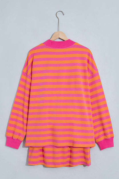 Stripe Colorblock Mock Neck Pullover & Skort Set