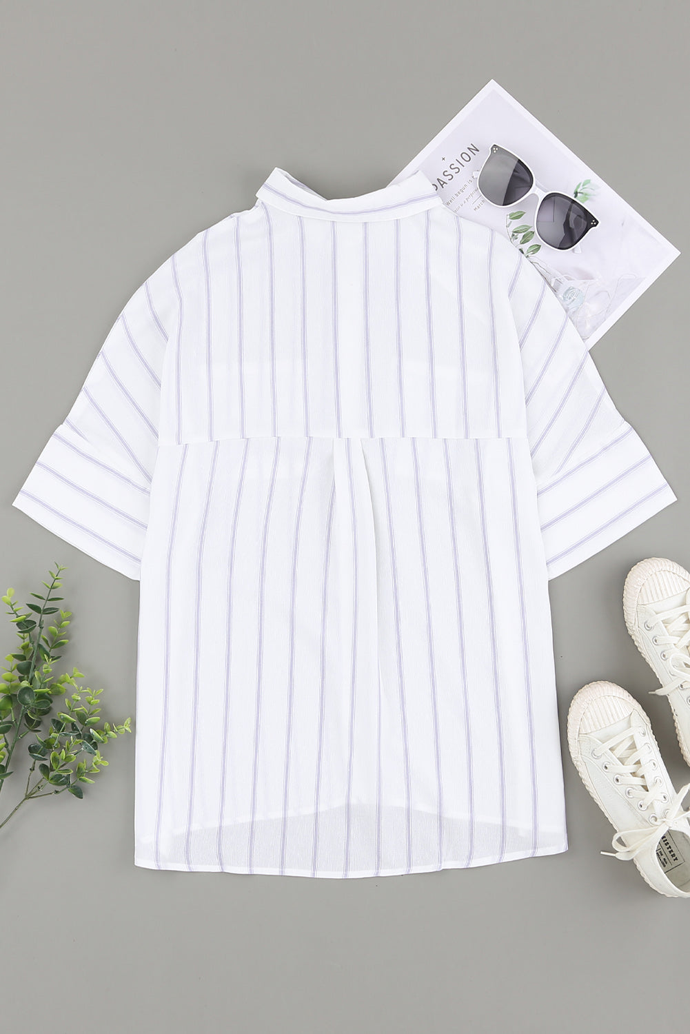 Stripe Short Sleeve Pocketed Shirt