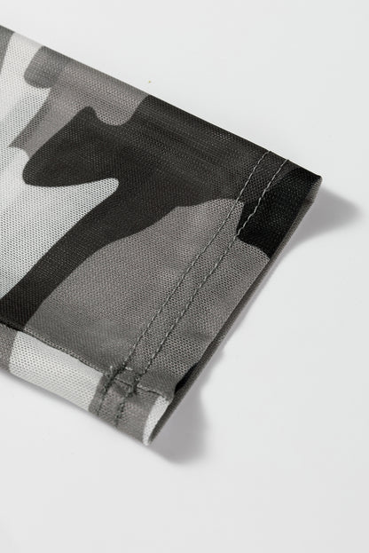 Western Camo Mesh Long Sleeve Top