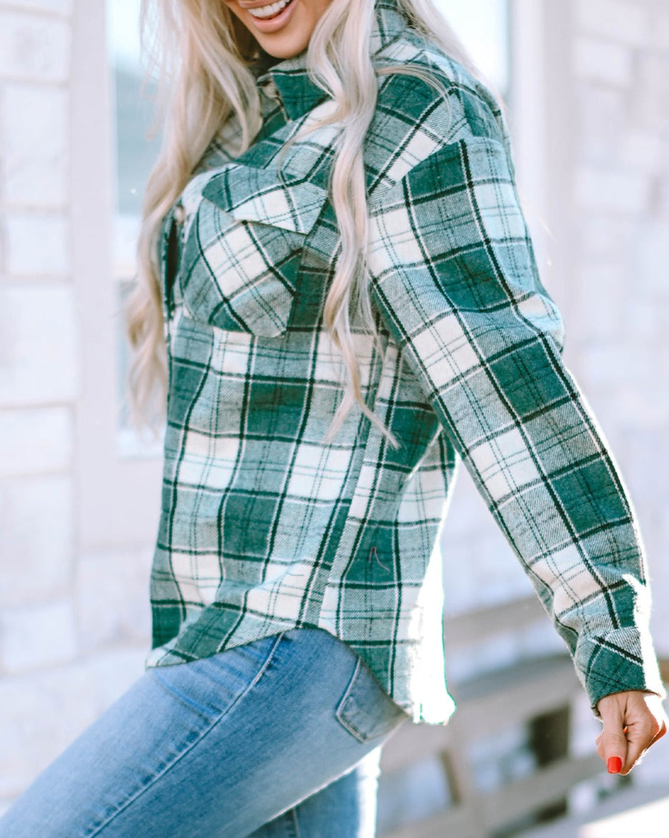 Plaid Flap Pocket Buttoned Shirt