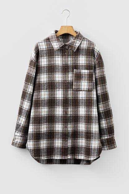 Plaid Flannel Chest Pocket Boyfriend Shacket