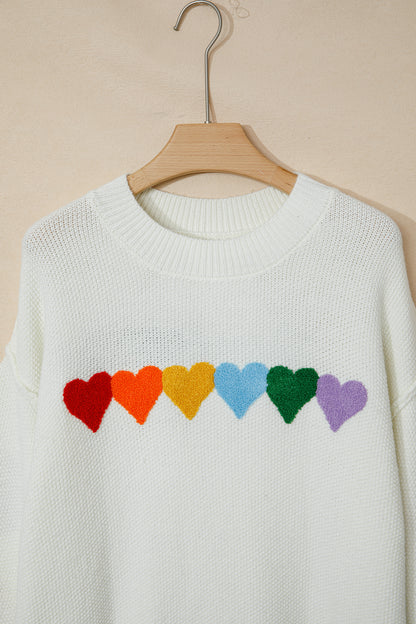 Valentine Heart Chenille Drop Shoulder Sweater