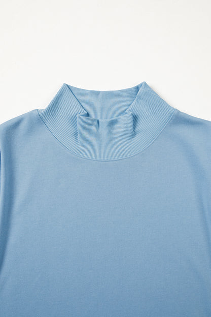 Solid Mock Neck Cap Sleeve Oversized Top