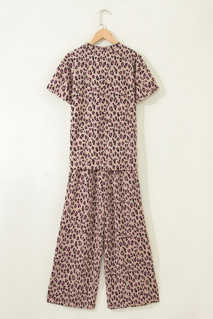 Leopard Short Sleeve Tee & Pants Set