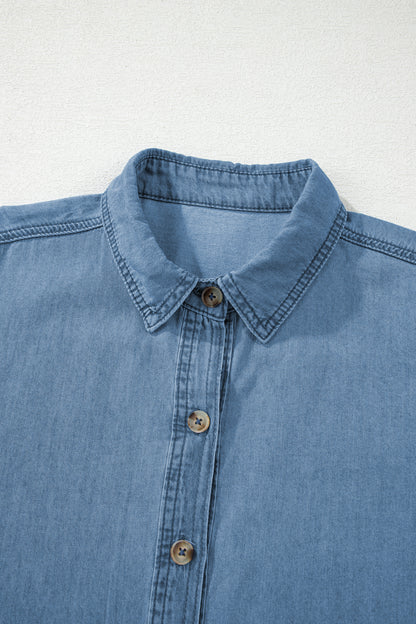 Denim Tab Sleeve Button Down Shirt