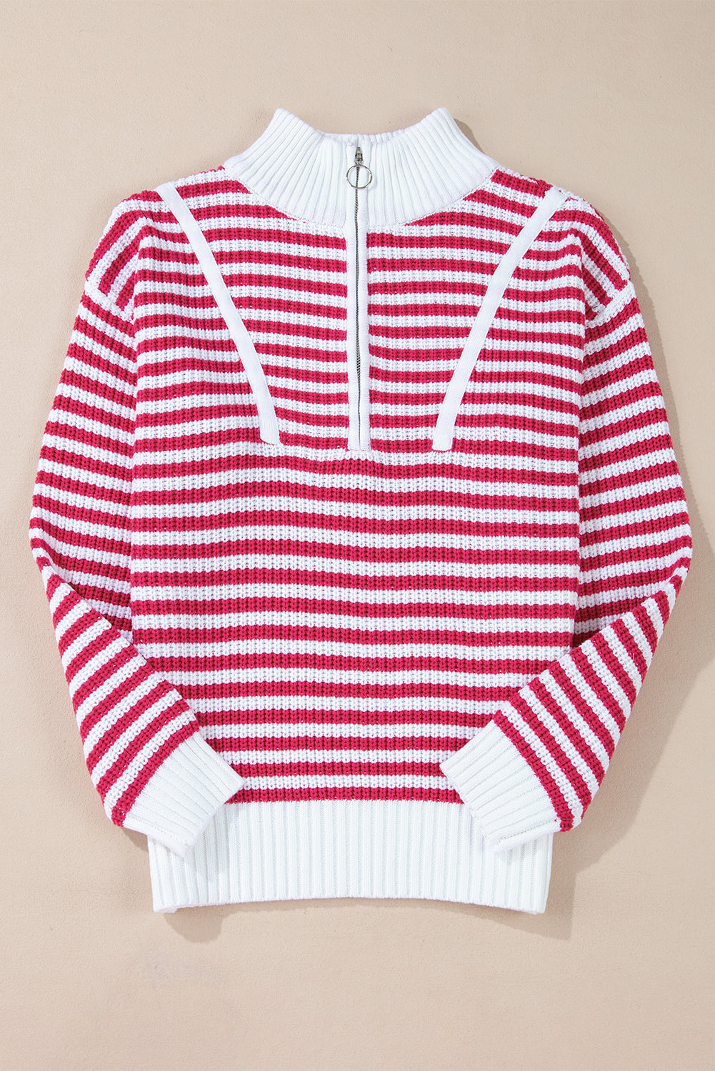 Stripe Half Zip Collared Sweater