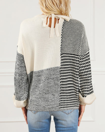 Colorblock Tie Back Sweater