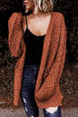 Lattice Open Front Pocketed Cardigan