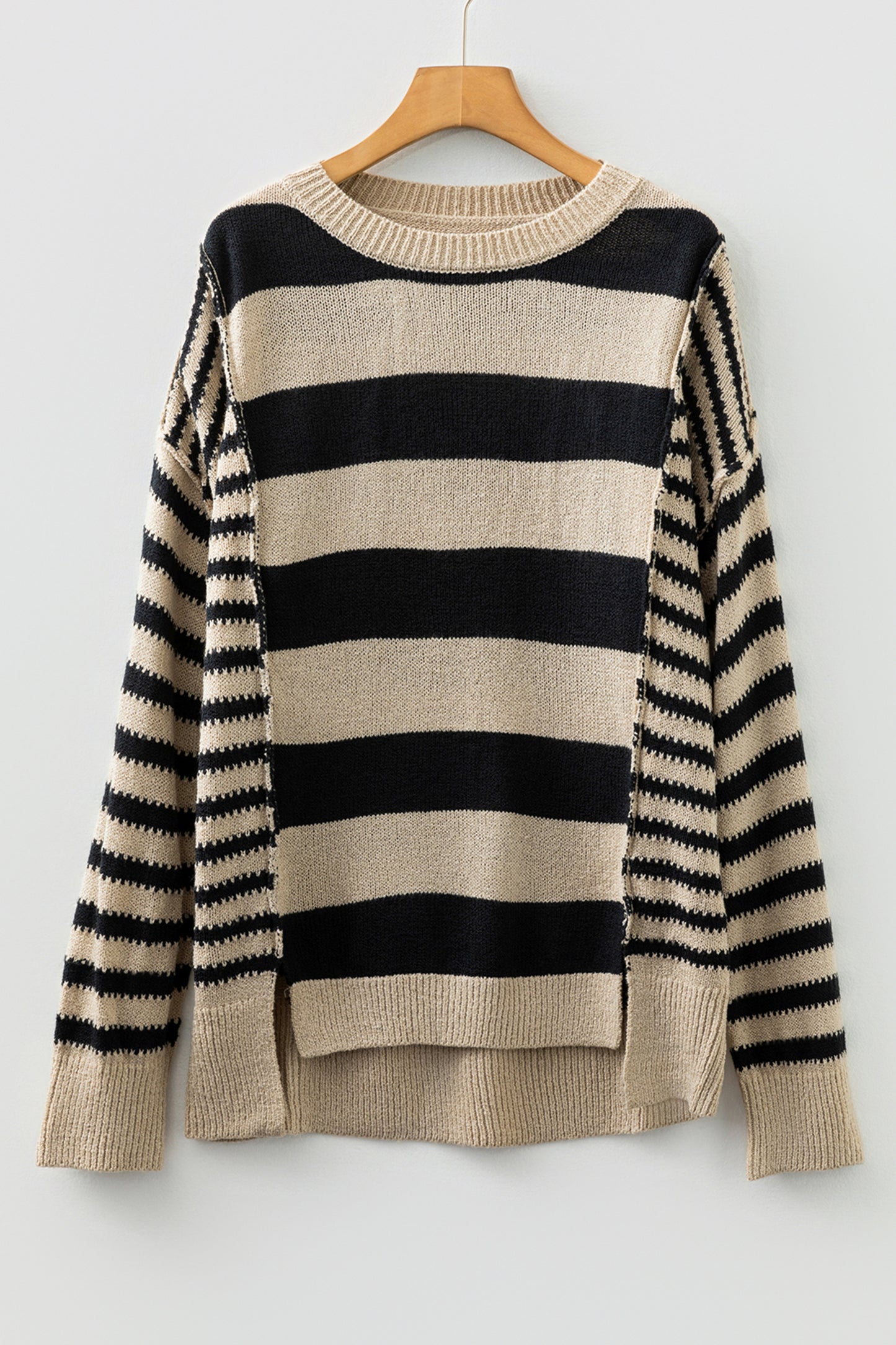 Stripe Patchwork Drop Shoulder Sleeve Sweater