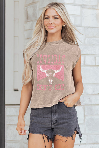 Western Cowgirls Don't Cry Graphic Tank Top