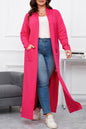 Side Slit Pocketed Duster Cardigan Plus Size