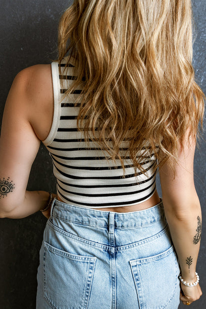 Stripe Cropped Slim Tank Top