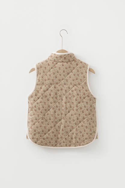 Floral Quilted Button Front Vest