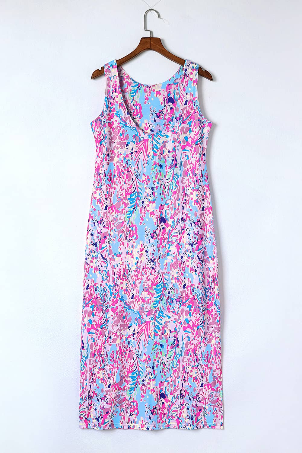 Abstract Floral Sleeveless Maxi Dress