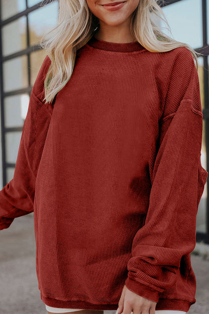 Ribbed Long Sleeve Oversized Sweatshirt