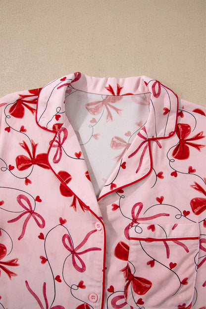 Valentine Bow Shirt and Shorts Pajama Set