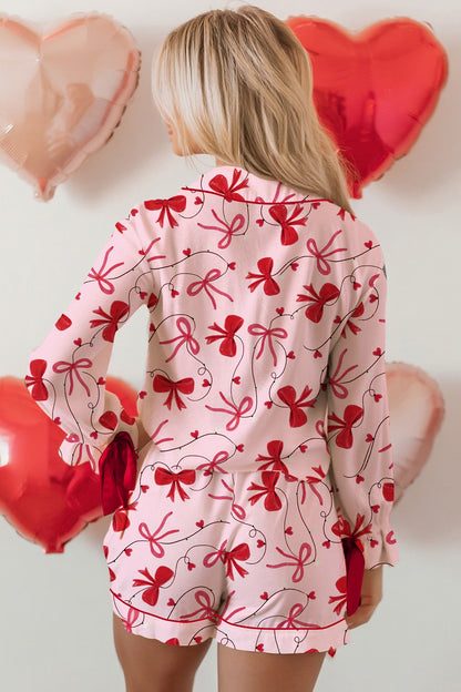Valentine Bow Shirt and Shorts Pajama Set