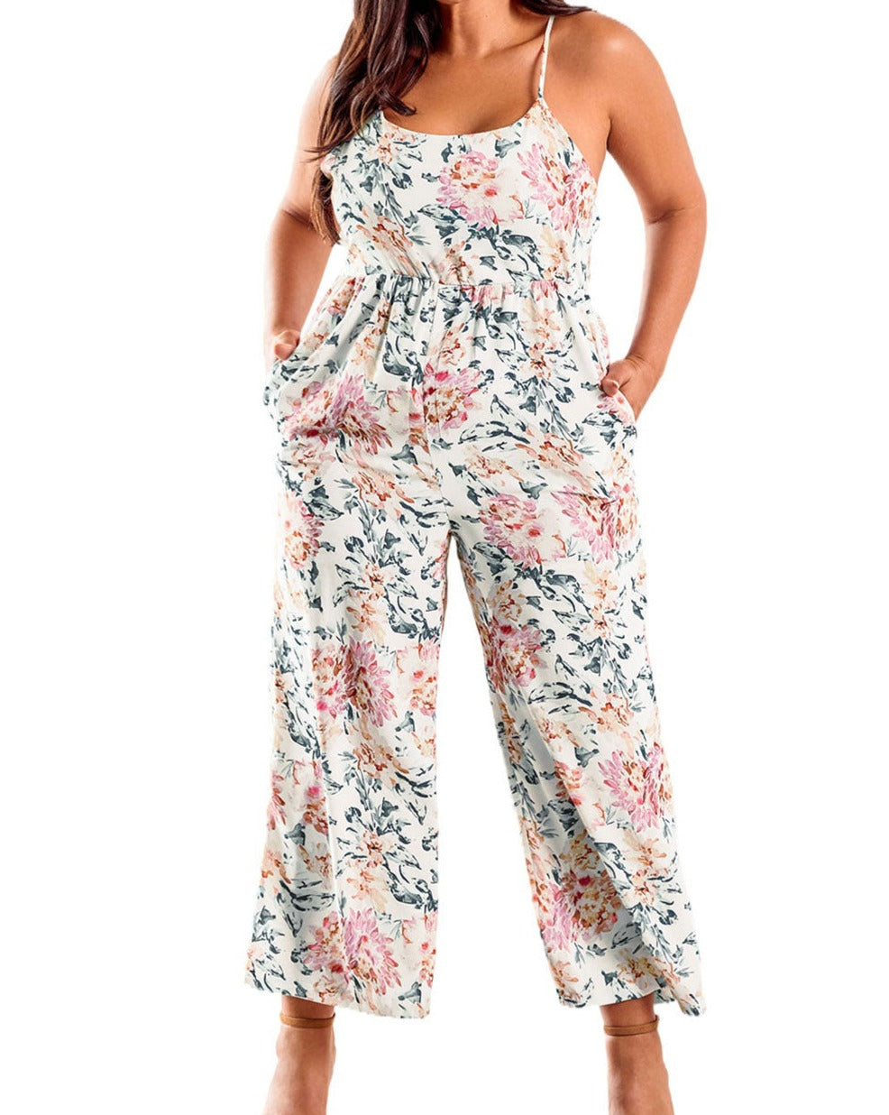 Floral Sleeveless Wide Leg Jumpsuit