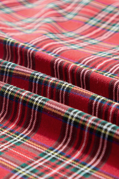 Plus Size Christmas Plaid Shirt and Pants Lounge Set