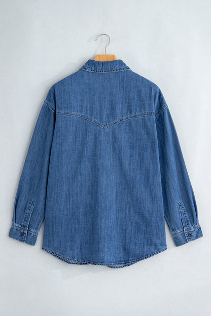 Western Denim Patch Pockets Long Sleeve Shirt