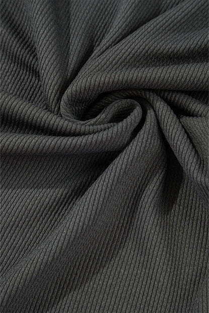 Colorblock Collared Ribbed Patchwork Pocketed Sweatshirt