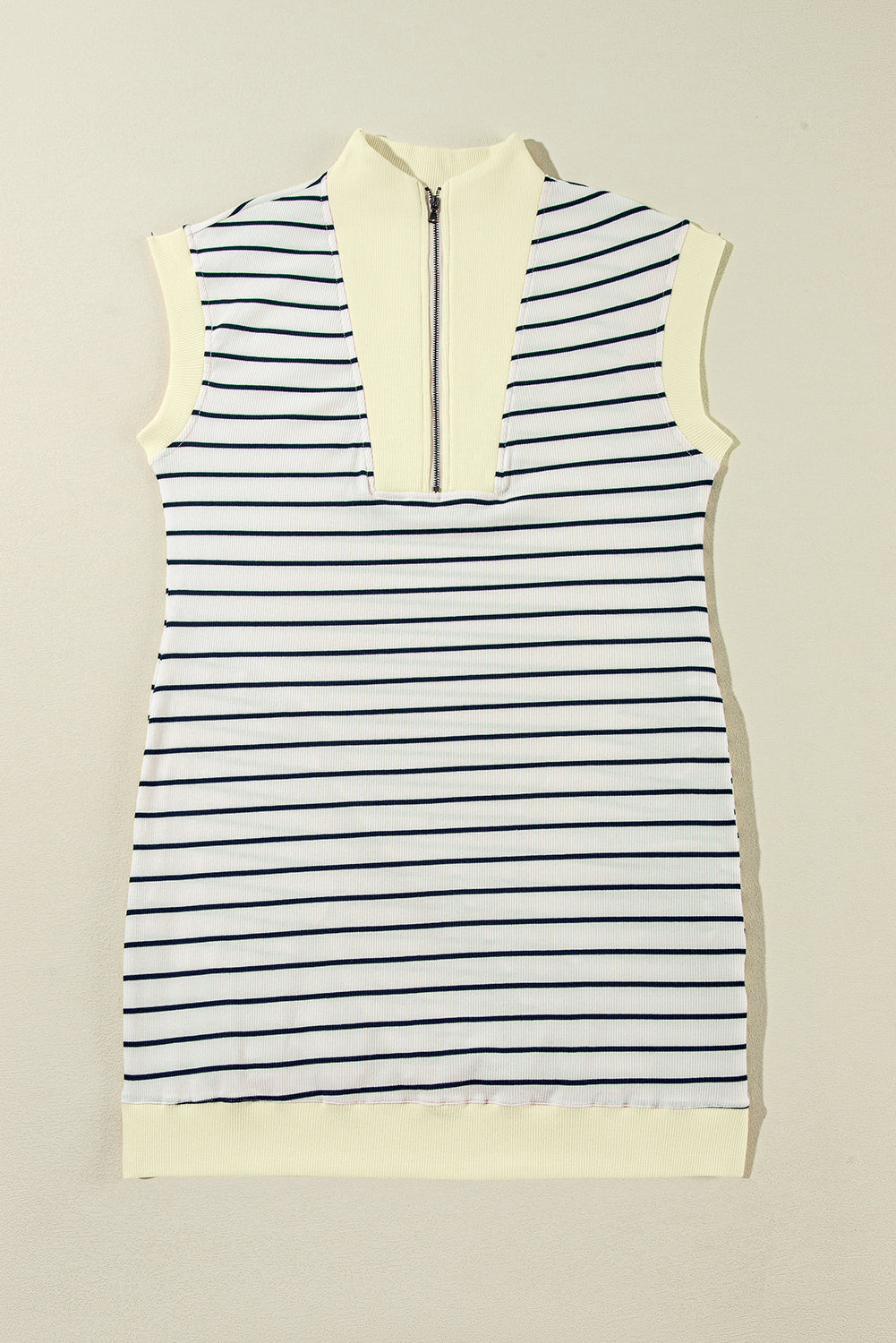 Stripe Zip Collared Mini Dress