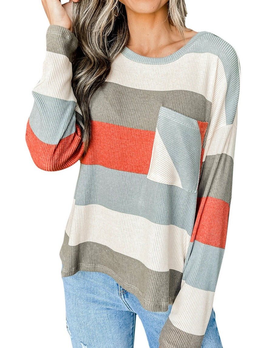 Colorblock Stripe Long Sleeve Top