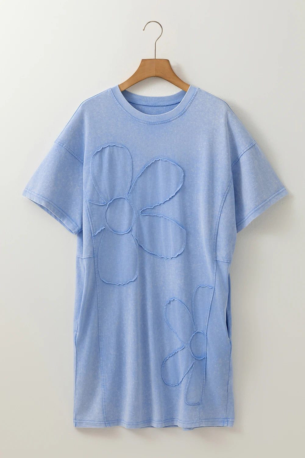 Flower Patchwork Mineral Wash Mini T-Shirt Dress