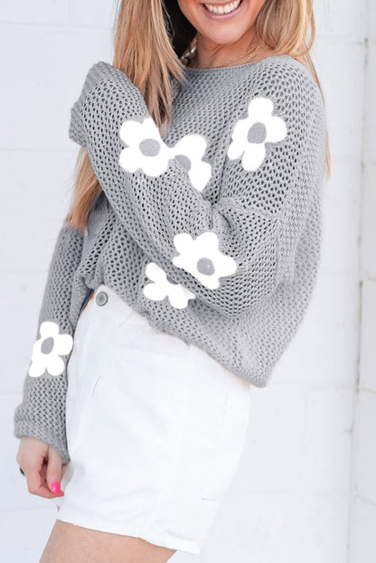 Floral Hollowed Knit Sweater