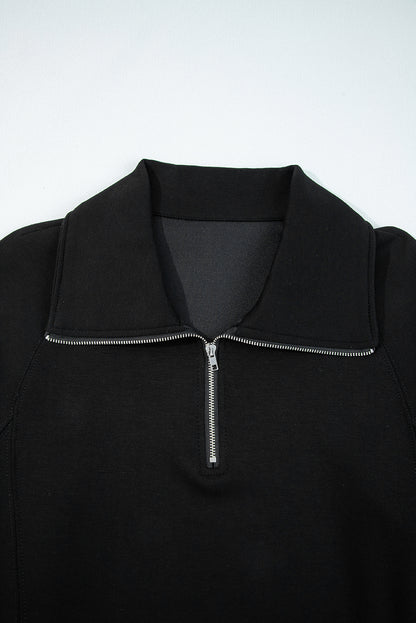 Solid Quarter-Zip Top and Drawstring Pants Set