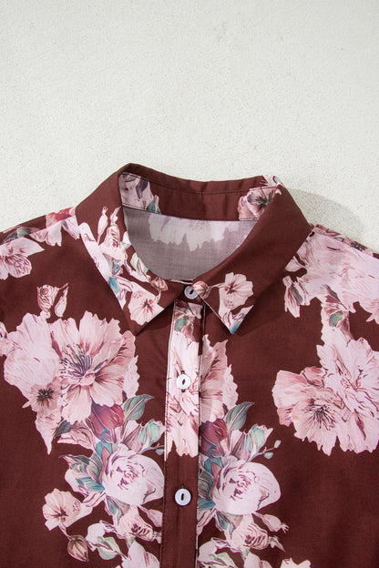Floral Puff Sleeve Collared Shirt
