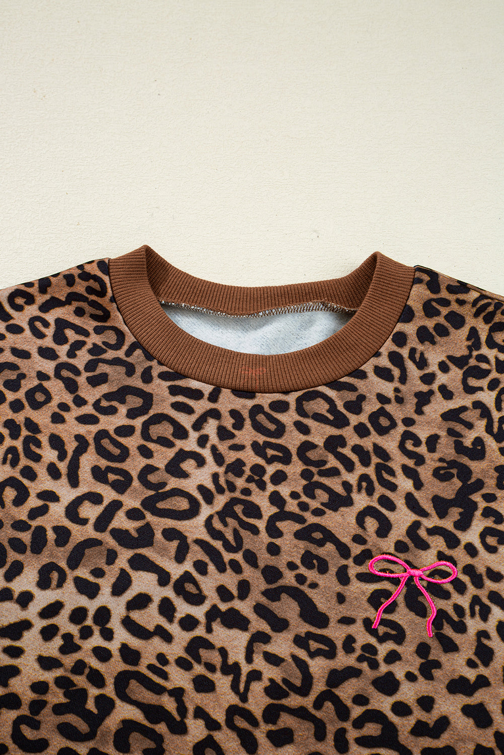 Leopard Contrast Trim Top and Pants Set