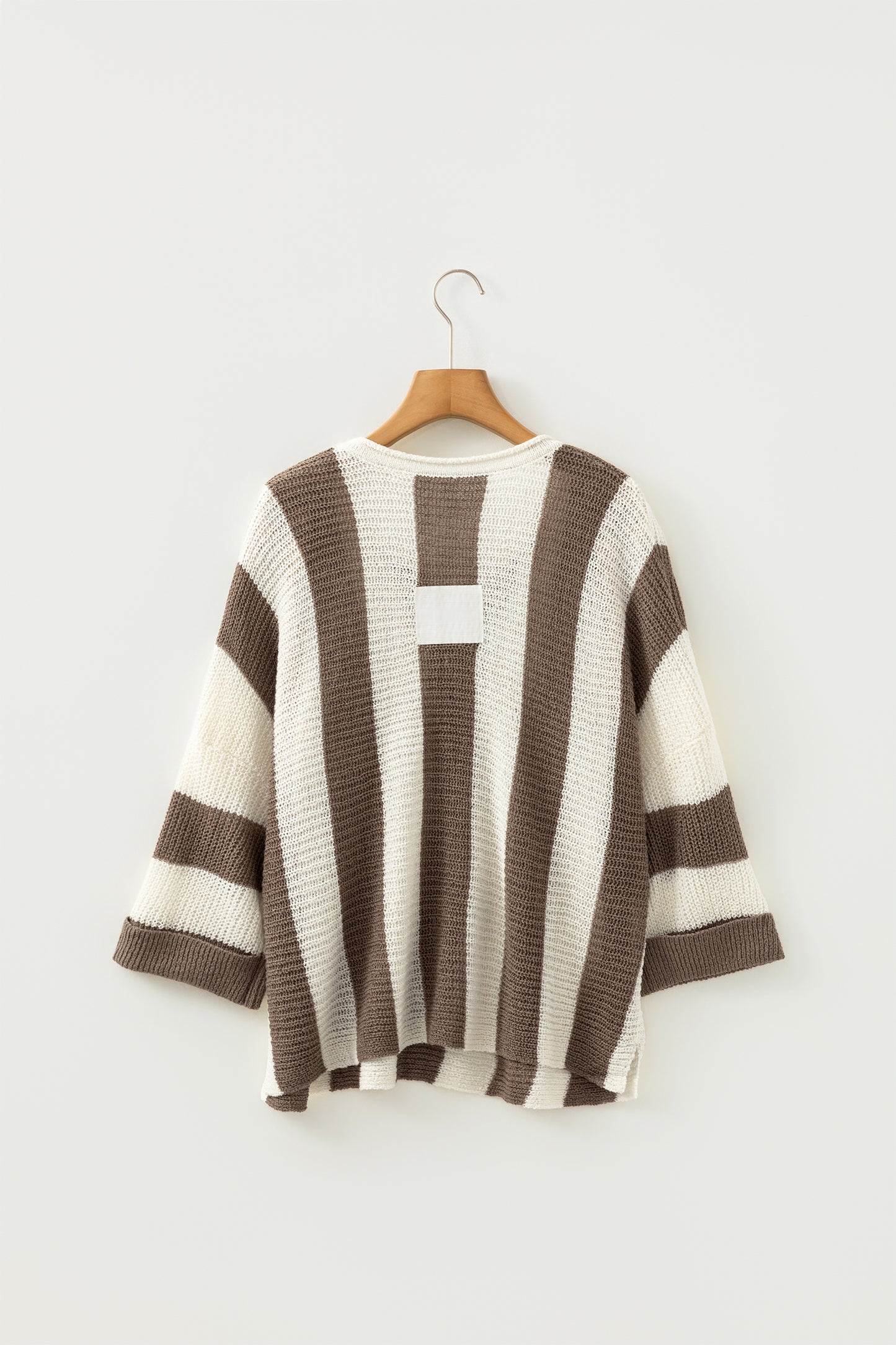 Colorblock Stripe V-Neck 3/4 Sleeve Sweater