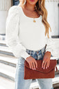 Floral Puff Sleeve Ribbed Top