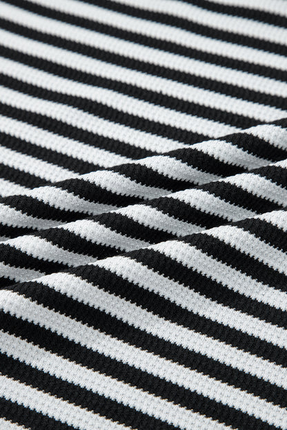 Stripe Thermal Knit Drop Shoulder Top