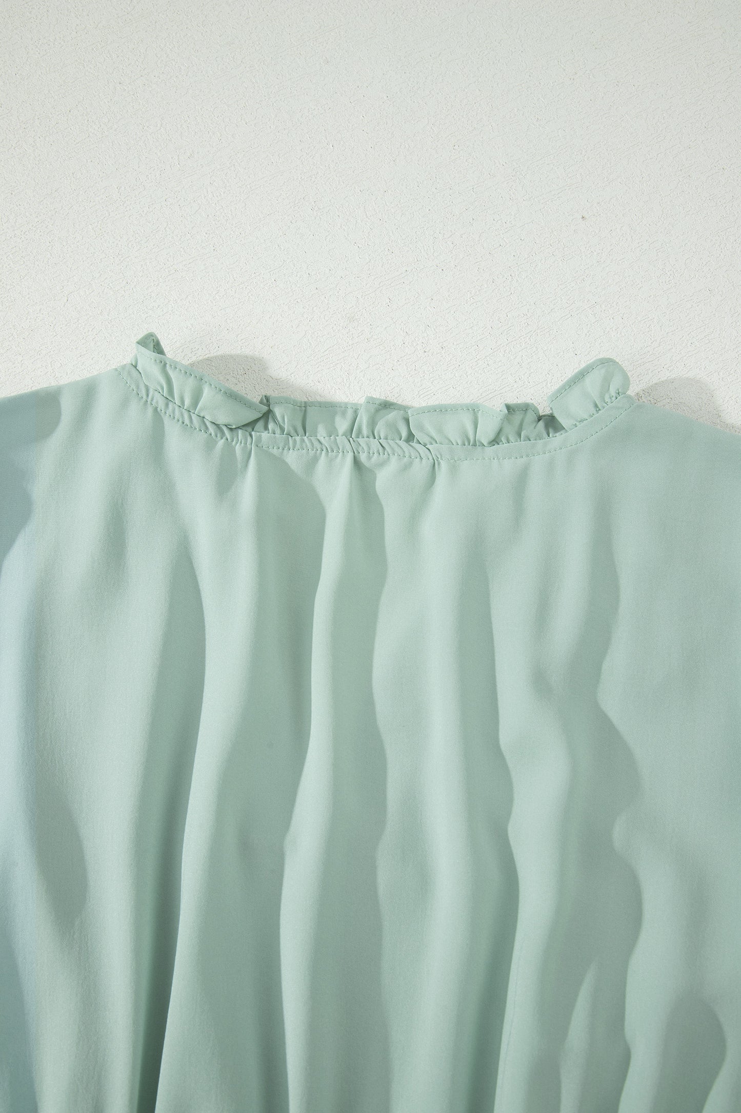 Solid V-Neck Short Puff Sleeve Tiered Maxi Dress