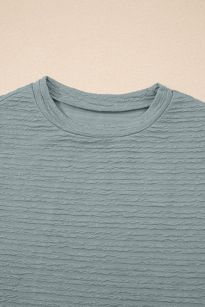 Solid Textured Crew Neck Tank Top