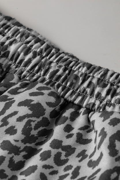 Leopard Star Patch Drawstring Jogger Pants