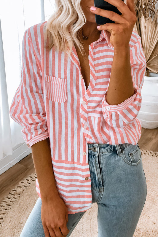 Stripe Long Sleeve Buttoned Shirt