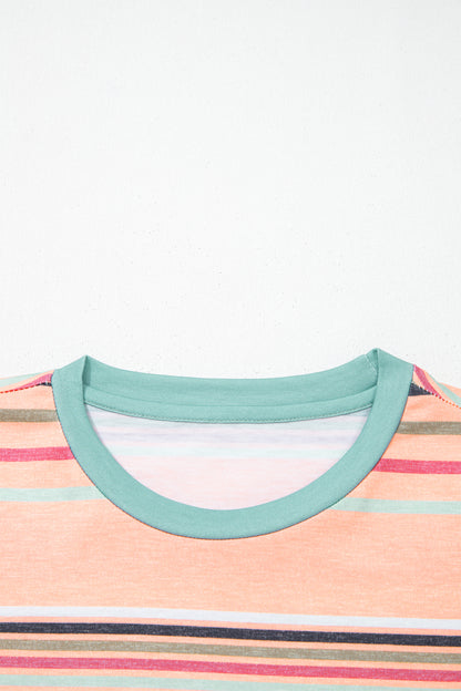 Stripe Short Sleeve Crew Neck T-Shirt