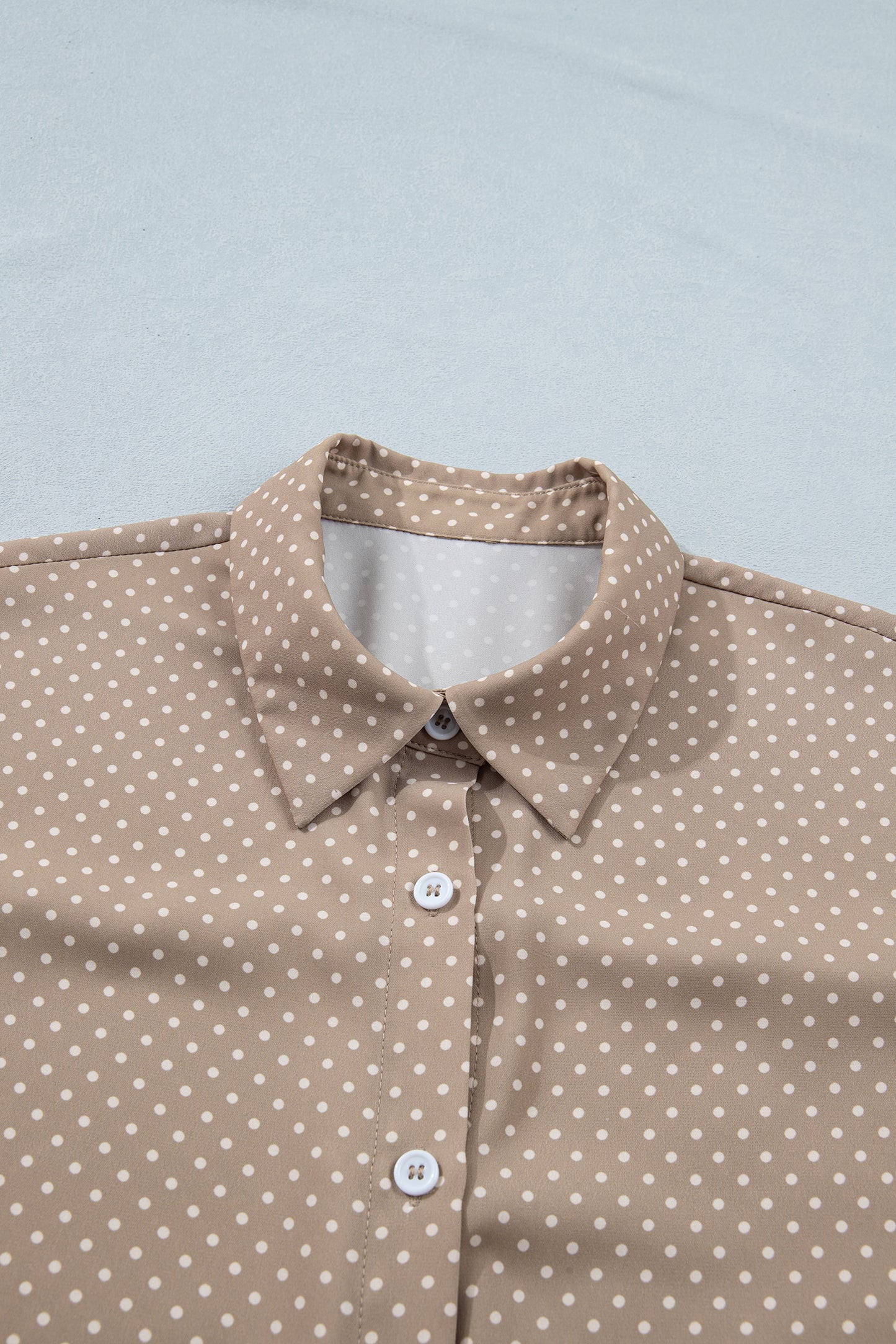 Polka Dot Cuffed Short Sleeve Buttoned Shirt