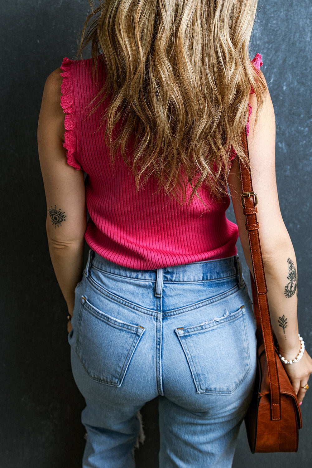 Ribbed Ruffle Sweater Tank Top