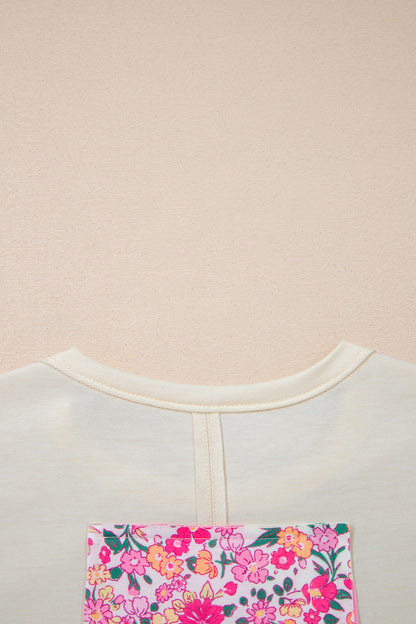 Floral Patchwork Raw Seam Oversize Tee