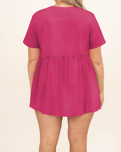 Frilled Short Sleeve Top Plus Size