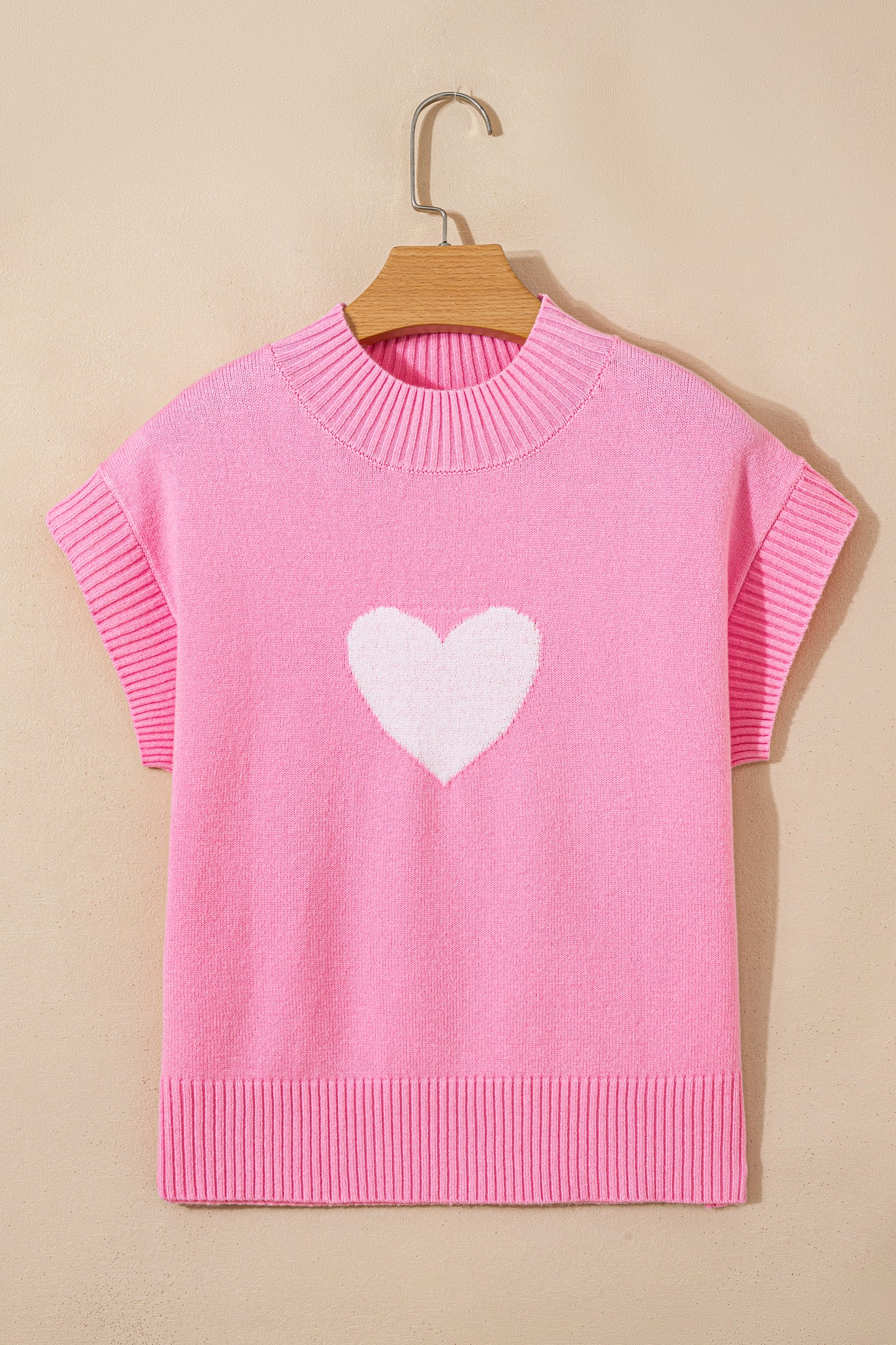 Heart Graphic Cropped Short Sleeve Sweater
