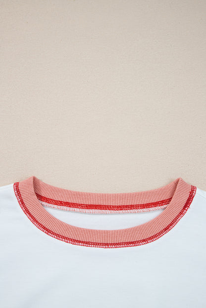 Stripe Colorblock Contrast Stitch Oversized Sweatshirt
