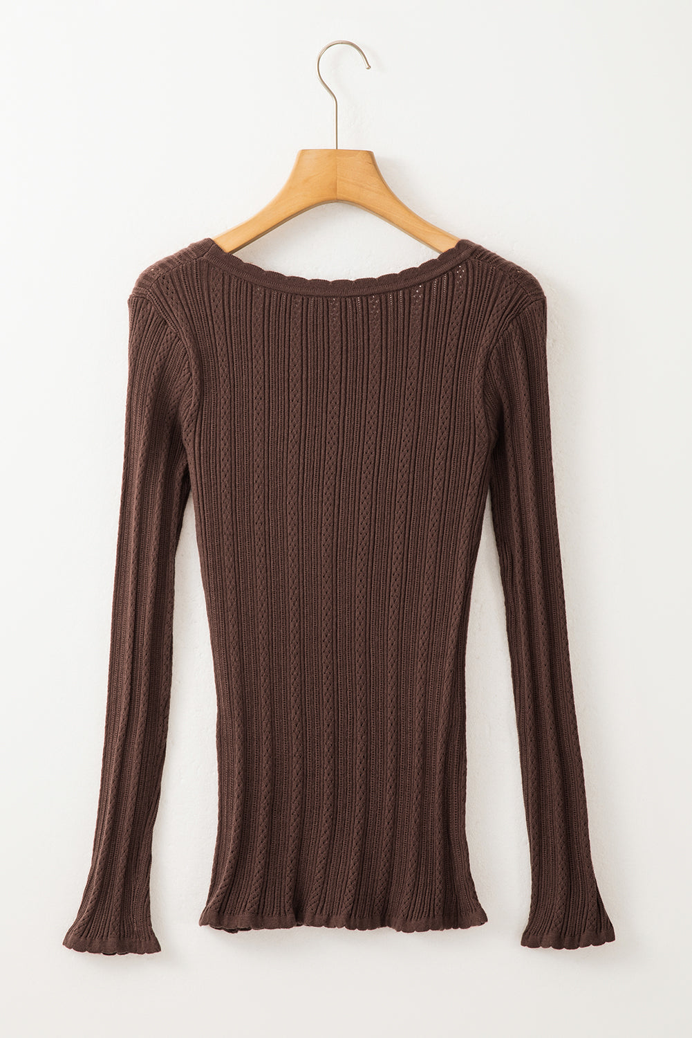 Ribbed Solid Long Sleeve Top