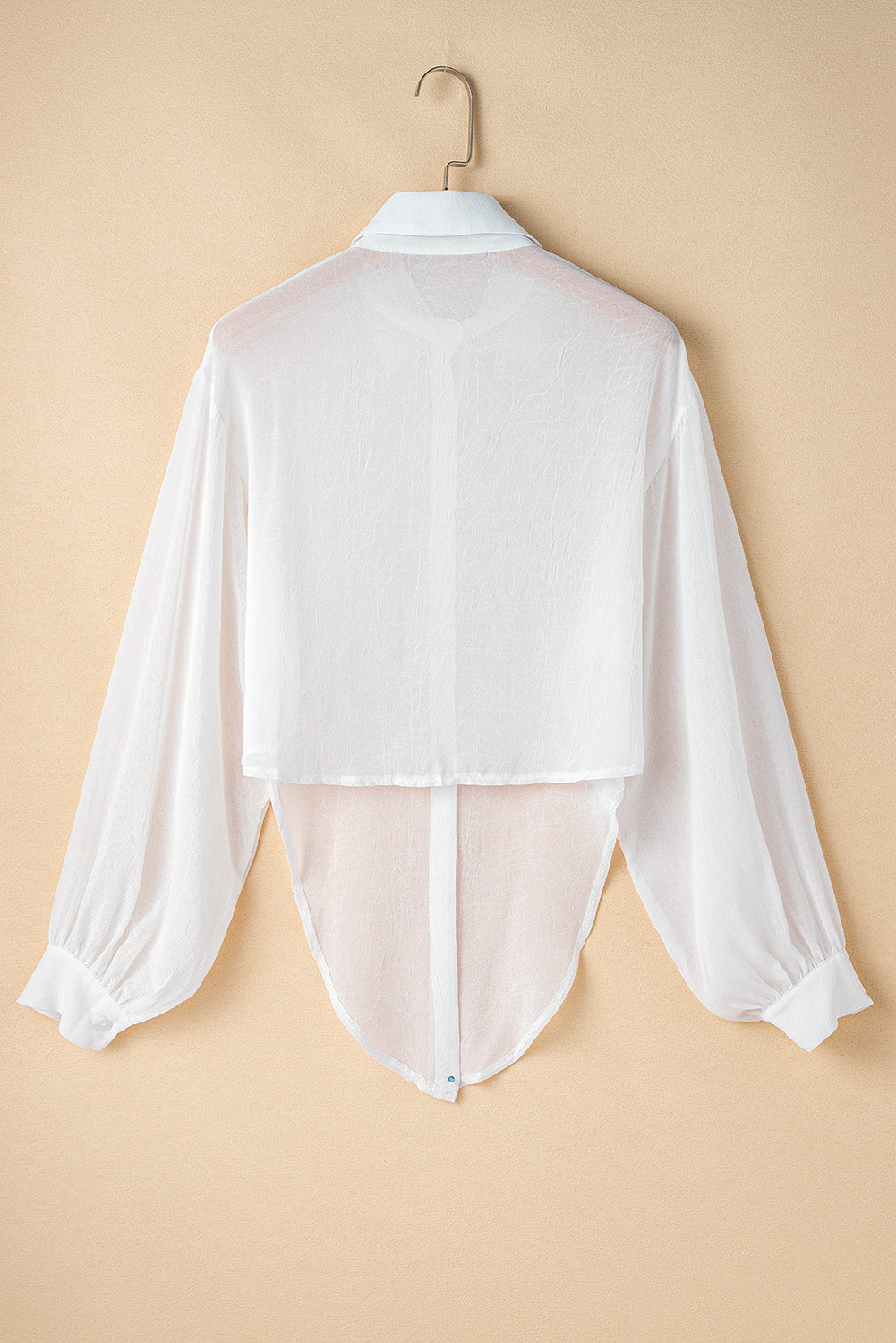 Sheer Tie Front Buttoned Shirt