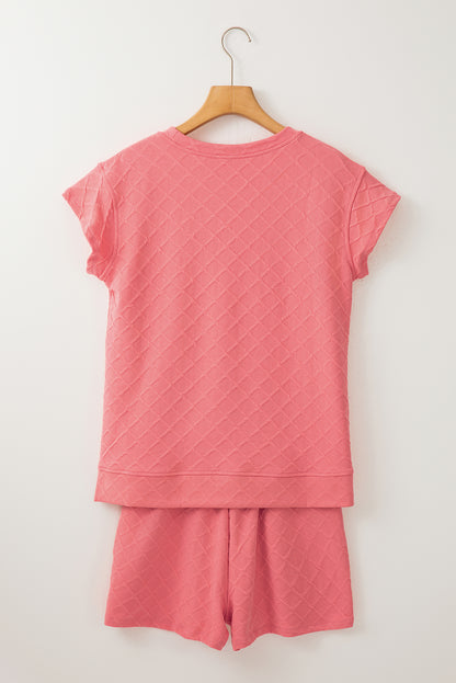 Checker Textured Tee and Drawstring Shorts