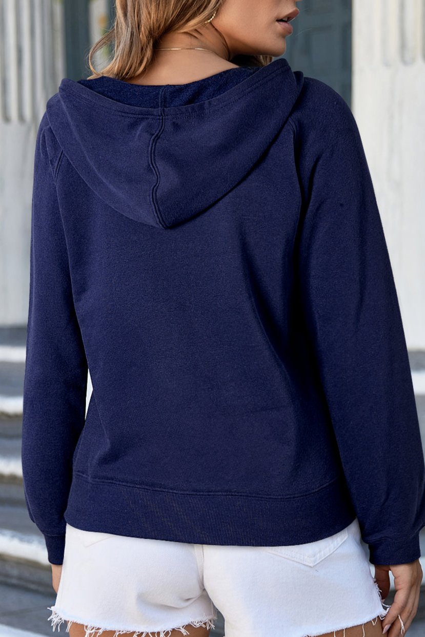 Solid Fleece Lined Zip-Up Hoodie